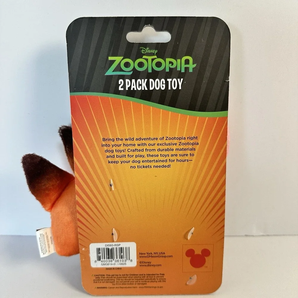 Disney Zootopia Judy Hopps Nick Wilde Dog‎ Toy 2 Pack Squeaky Plush NWT Pet